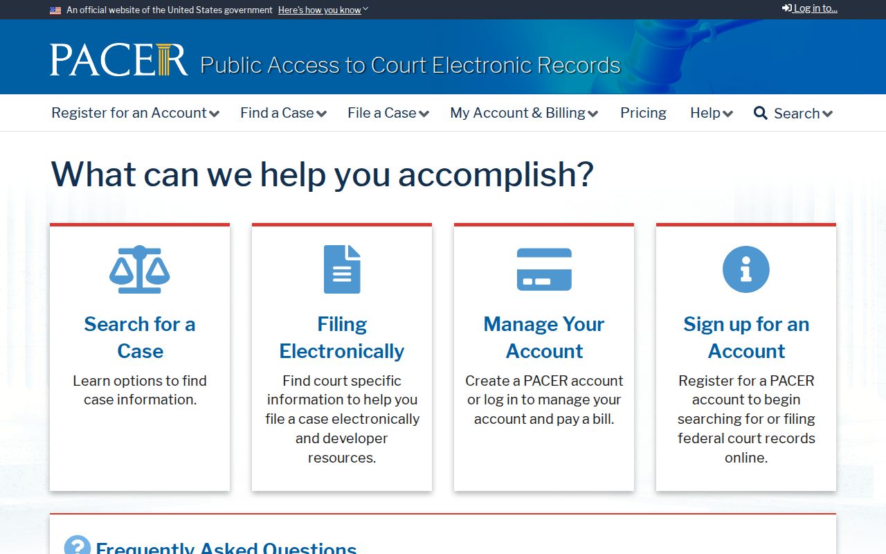 Fresno County resident lookup view of the federal PACER records route